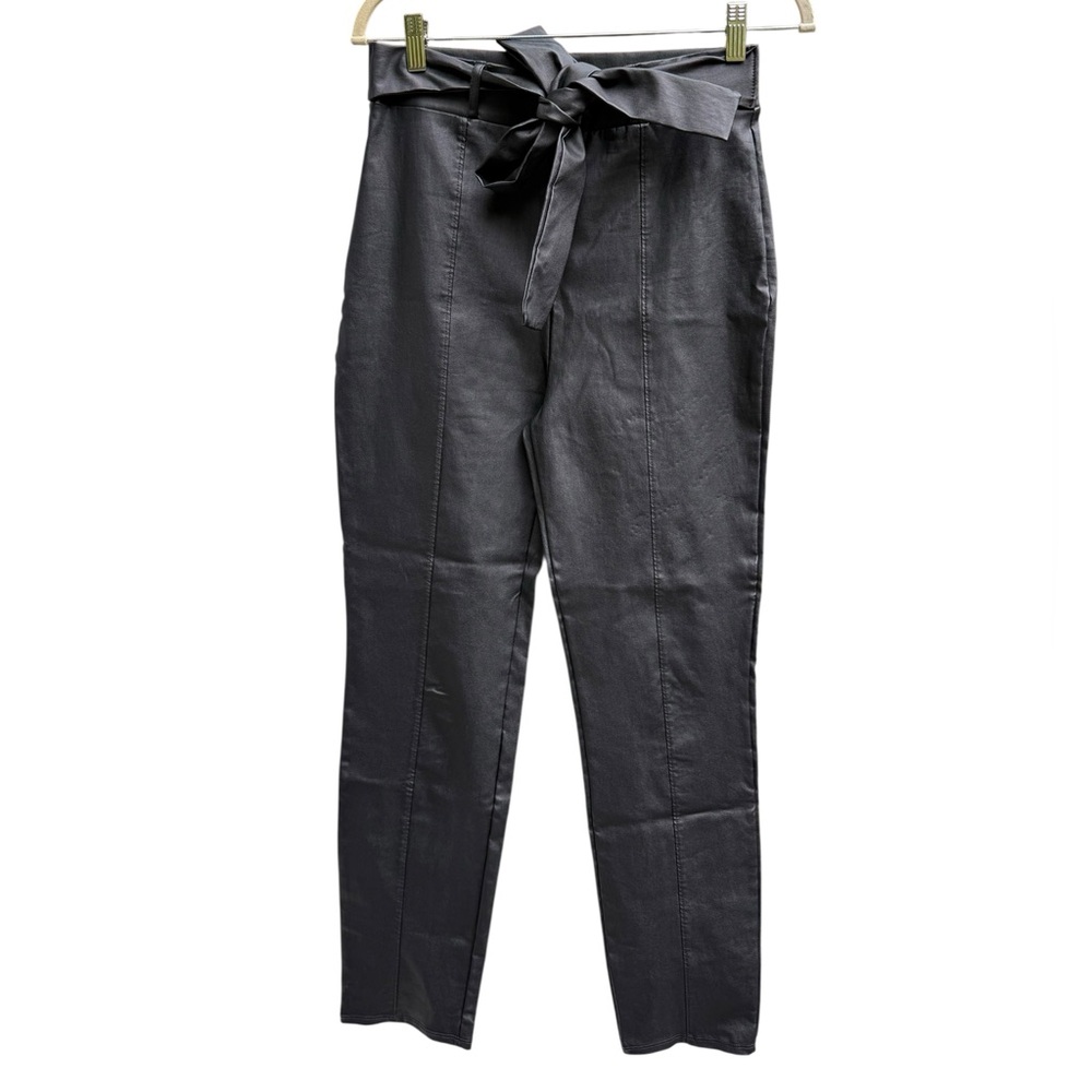 Windsor Black Faux Leather Pants with Belt size large - Picture 5 of 5